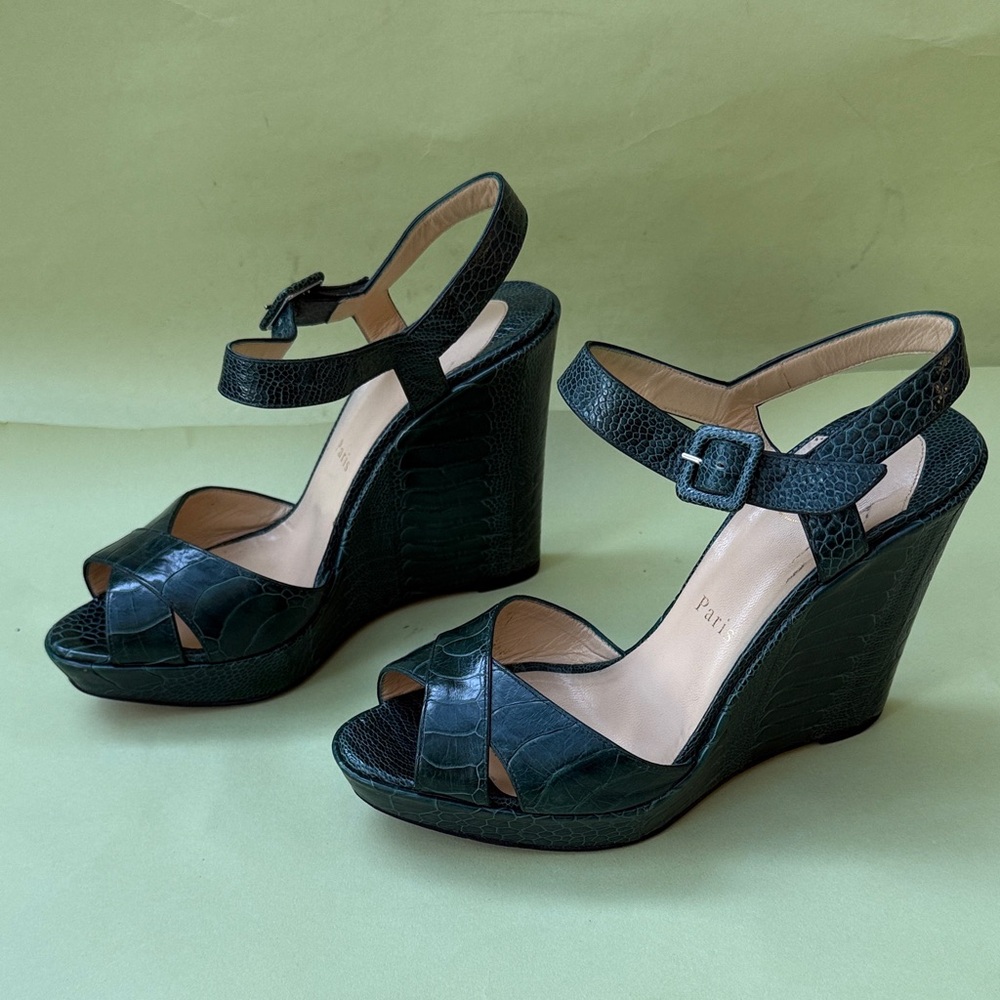 Vintage Dark Teal Christian Louboutin Leather Shoes